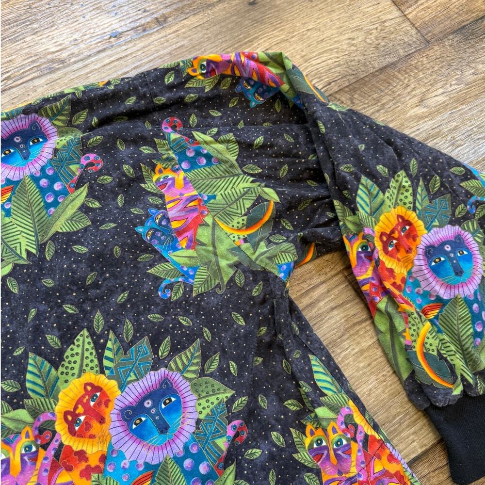 Vintage 90s Laurel Burch Jungle Song Cotton Scrub Jacket - Picture 6 of 8